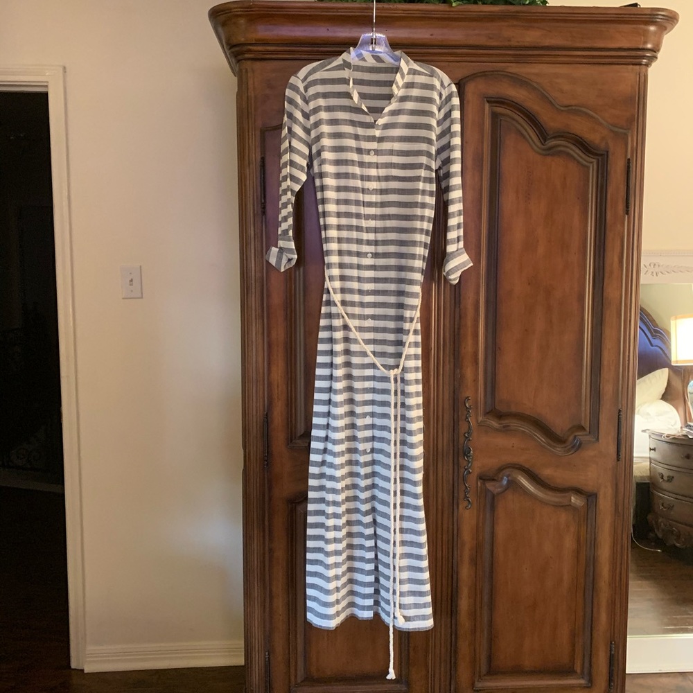 Loft Blue and Ivory Stripe Dress